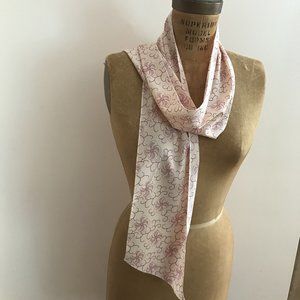Pink Scarf with Dark Red Design